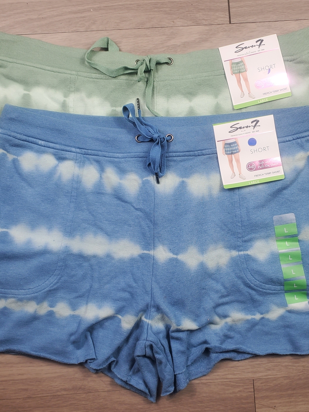 Seven7 Tie Dye French Terry Shorts 2-Pack Womens Large NWT